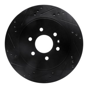Cadillac SRX Brake Rotor (1) - Rear Left - R1 Concepts - Drilled & Slotted - Black - `04-`09